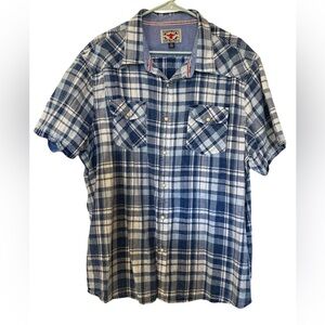 Desert Sun Flags & Anthem men’s denim shirt, short sleeve, XXL, Pearl snaps